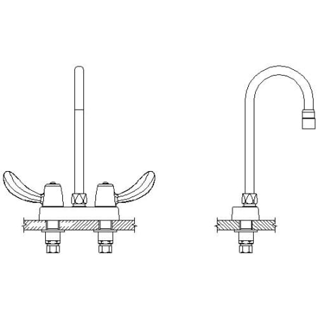 Delta Double Handle 0.5GPM Ceramic Disc Bathroom Faucet with Hooded Blade Handles and 10-13/32" Gooseneck Spout from the Commercial Series Chrome