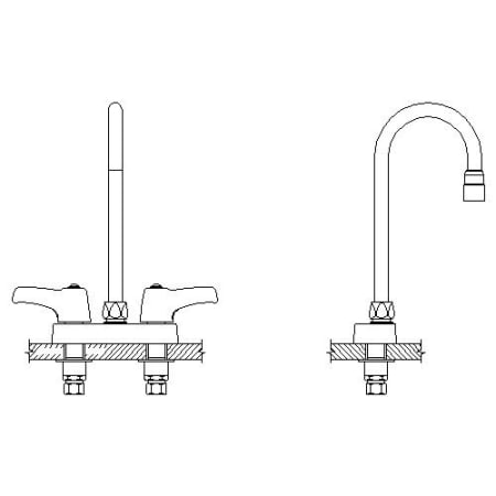 Delta Double Handle 0.5GPM Ceramic Disc Bathroom Faucet with Lever Blade Handles and 10-13/32" Gooseneck Spout from the Commercial Series Chrome
