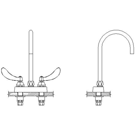 Delta Double Handle 1 GPM Ceramic Disc Bathroom Faucet with Blade Handles and 10-13/32" Smooth End Gooseneck Spout from the Commercial Series Chrome