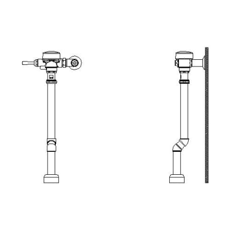 Delta 1-1/2" Top Spud Flush Valve with Off-Set Outlet Tube 24" Maximum Height and Factory Set 1.6GPF Adjustable Flush from the Commercial Series Chrome