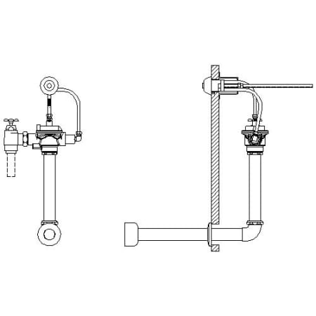 Delta 1-1/2" Back Spud Free Standing Prison Water Closet Flush Valve with Factory Set 1.6GPF Adjustable Flush and 5/8" Push Button Activator from the Commercial Series Chrome