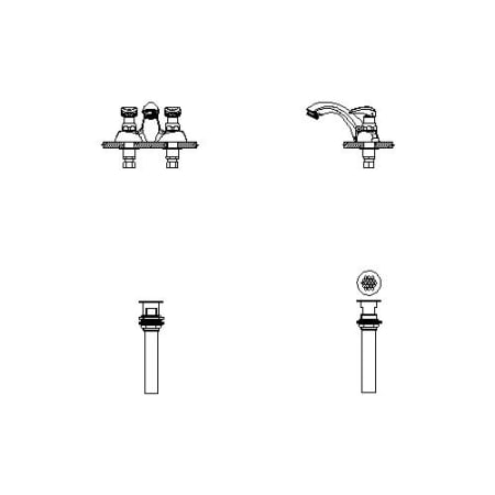 Delta 0.5GPM Double Tip Action Lever Handles 2 Hole Metering Bathroom Faucet with Metal Grid Strainer from the Commercial Series Chrome