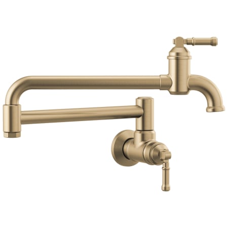 Delta Broderick 4 GPM Wall Mounted Double Handle Pot Filler Faucet with Brass Handles Champagne Bronze