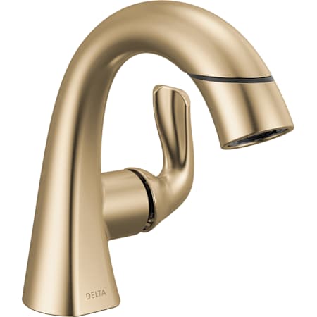 Delta Arvo 1.2 GPM Single Hole Bathroom Faucet with Pull Down Spout and Push Pop-Up Drain Assembly Champagne Bronze