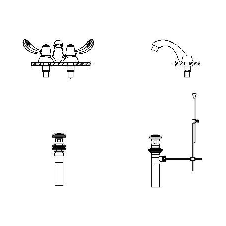 Delta Commercial Double Handle 0.5 GPM Centerset Bathroom Faucet with Temperature Indicated Hooded Blade Handles and Metal Pop-Up Chrome
