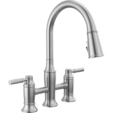 Delta Renaldi 1.8 GPM Bridge Kitchen Faucet with Pull-Down Spray Head Lumicoat Arctic Stainless
