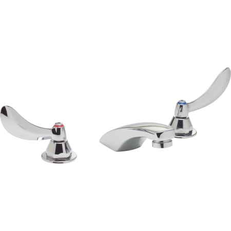 Delta Double Handle 0.5GPM Ceramic Disc Widespread Bathroom Faucet with Blade Handles from the Commercial Series Chrome