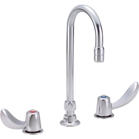 Delta Double Handle 1.5GPM Ceramic Disc Widespread Bathroom Faucet with Hooded Blade Handles Gooseneck Spout and Vandal Resistant Aerator from the Commercial Series Chrome