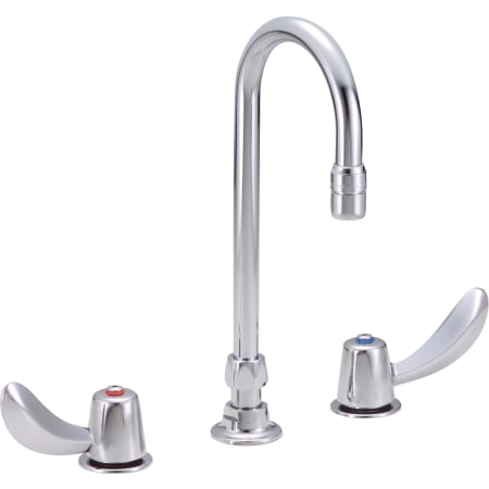 Delta Double Handle 0.5GPM Ceramic Disc Widespread Bathroom Faucet with Hooded Blade Handles and Gooseneck Spout from the Commercial Series Chrome