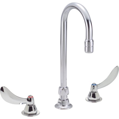 Delta Double Handle 0.5GPM Ceramic Disc Widespread Bathroom Faucet with Blade Handles and Gooseneck Spout from the Commercial Series Chrome