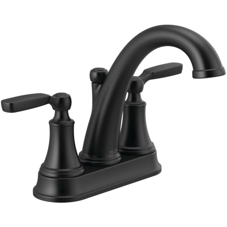 Delta Woodhurst 1.2 GPM Centerset Bathroom Faucet with Pop-Up Drain Assembly Matte Black