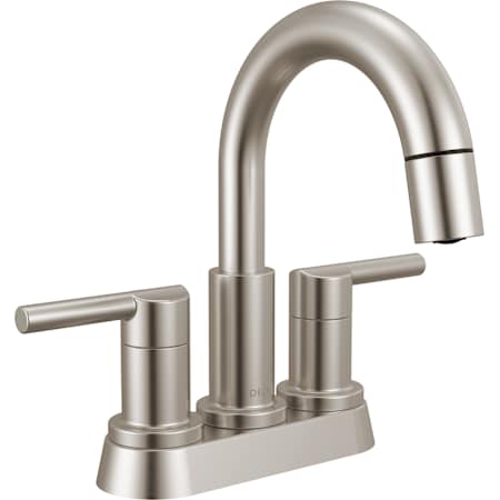Delta Nicoli 1.2 GPM Centerset Bathroom Faucet with Pull Down Spout and Push Pop-Up Drain Assembly Brilliance Stainless