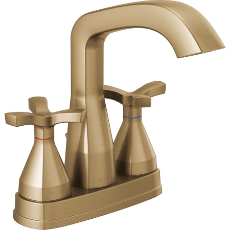 Delta Stryke 1.2 GPM Centerset Bathroom Faucet with Cross Handles and Pop-Up Drain Assembly - Limited Lifetime Warranty Lumicoat Champagne Bronze