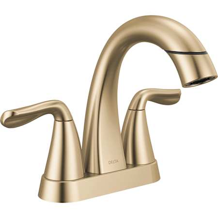 Delta Arvo 1.2 GPM Centerset Bathroom Faucet with Pull Down Spout and Push Pop-Up Drain Assembly Champagne Bronze