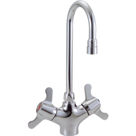 Delta Double Handle 1.5GPM Ceramic Disc Single Hole Mount Bathroom Faucet with Lever Handles and 10.5" Gooseneck Spout from the Commercial Series Chrome