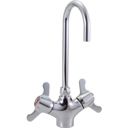 Delta Double Handle 1 GPM Ceramic Disc Single Hole Mount Bathroom Faucet with Lever Handles and Smooth End 10.5" Gooseneck Spout Aerator from the Commercial Series Chrome