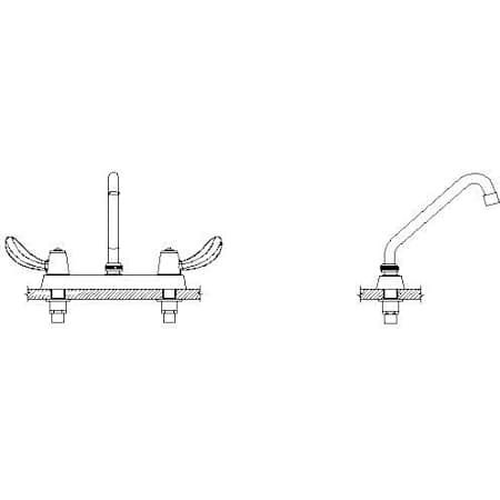 Delta Commercial Double Handle 0.5 GPM Deck Utility Faucet with Hooded Blade Handles and Tubular Swing Spout Chrome