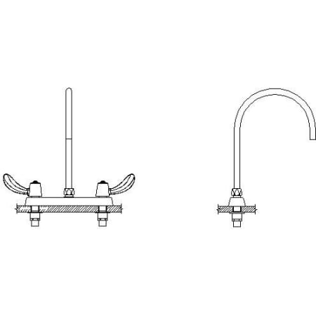Delta Commercial Double Handle 1 GPM Deck Utility Faucet with Hooded Blade Handles and Gooseneck Spout Chrome