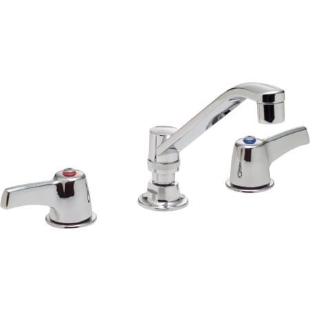Delta Double Handle 1.5GPM Ceramic Disc Below Deckmount Kitchen Faucet with Lever Blade Handles Wallform Swing Spout and Antimicrobial by AgION from the Commercial Series Chrome