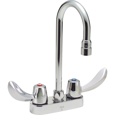 Delta Double Handle 1.5GPM Ceramic Disc Bathroom Faucet with Hooded Blade Handles 10-1/2" Gooseneck Spout and Antimicrobial by AgION from the Commercial Series Chrome