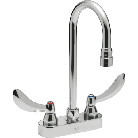 Delta Double Handle 1.5GPM Ceramic Disc Bathroom Faucet with Blade Handles 10-1/2" Gooseneck Spout and Antimicrobial by AgION from the Commercial Series Chrome