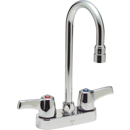 Delta Double Handle 0.5GPM Ceramic Disc Bathroom Faucet with Lever Blade Handles and 10-1/2" Gooseneck Spout from the Commercial Series Chrome
