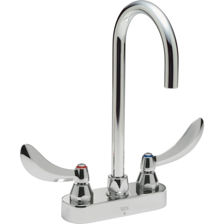 Delta Double Handle 1 GPM Ceramic Disc Bathroom Faucet with Blade Handles and 10-1/2" Smooth End Gooseneck Spout from the Commercial Series Chrome