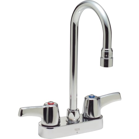 Delta Double Handle 1.5GPM Ceramic Disc Bathroom Faucet with Lever Blade Handles and 10-13/32" Gooseneck Spout from the Commercial Series Chrome