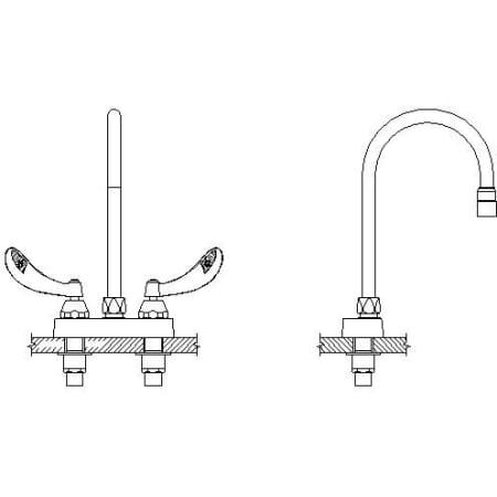 Delta Commercial Double Handle 1.5 GPM Centerset Bathroom Faucet with Temperature Indicated Blade Handles and Gooseneck Spout Chrome