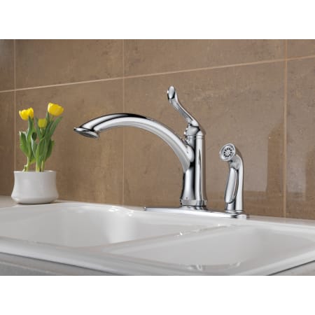 Delta-3353-DST-Installed Faucet in Chrome