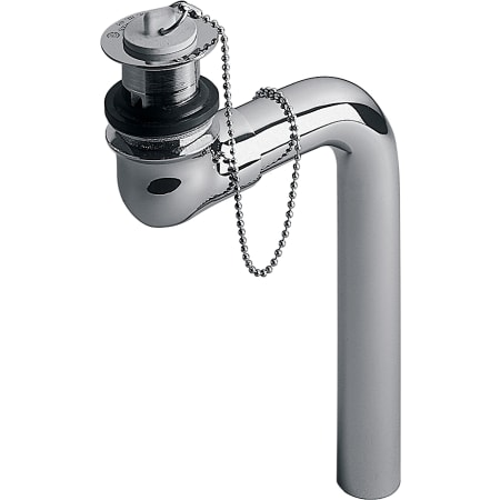 Delta 1-1/4" Chrome Open Grid Offset Strainer Assembly with Overflow Holes and Rubber Stopper with Chain from the Commercial Series Chrome