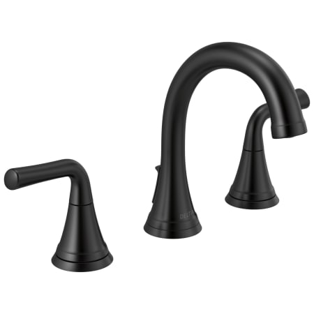 Delta Kayra 1.2 GPM Widespread Bathroom Faucet with Pop-Up Drain Assembly Matte Black