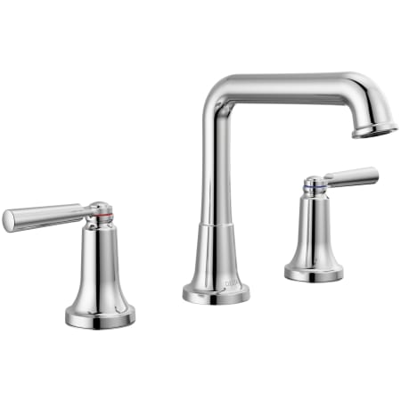 Delta Saylor 1.2 GPM Widespread Bathroom Faucet with Push Pop-Up Drain Assembly and Diamond Seal Valve Technology Chrome