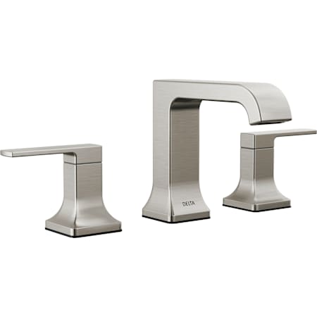 Delta Velum 1.2 GPM Widespread Bathroom Faucet with Curved Spout and Pop-Up Drain Assembly Brilliance Stainless
