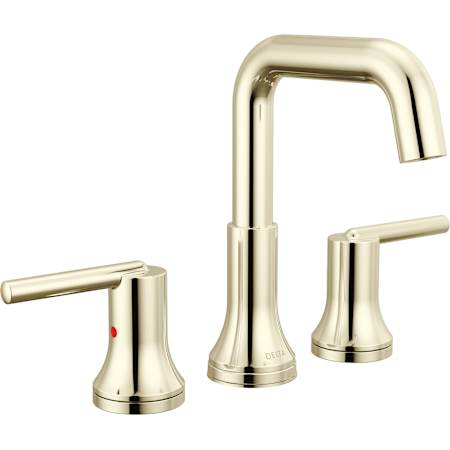 Delta Trinsic 1.2 GPM Widespread Bathroom Faucet with Push Pop-Up Drain Assembly Brilliance Polished Nickel