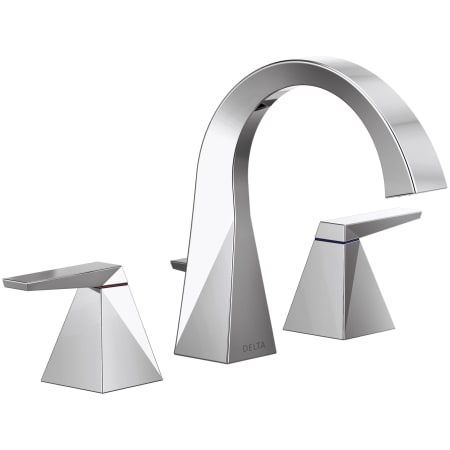Delta Trillian 1.2 GPM Bathroom Sink Faucet Widespread Bathroom Faucet with Pop-Up Drain Assembly Lumicoat Chrome
