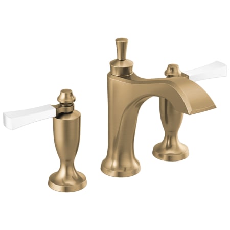 Delta Dorval 1.2 GPM Mini-Widespread Bathroom Faucet with Pop-Up Drain Assembly and DIAMOND Seal Technology - Limited Lifetime Warranty Champagne Bronze / Porcelain
