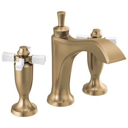 Delta Dorval 1.2 GPM Mini-Widespread Bathroom Faucet with Metal Drain Assembly - Limited Lifetime Warranty Champagne Bronze / Porcelain