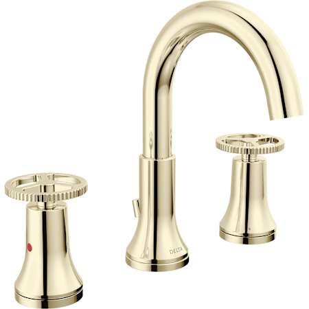 Delta Trinsic 1.2 GPM Widespread Bathroom Faucet with Pop-Up Drain Assembly Brilliance Polished Nickel