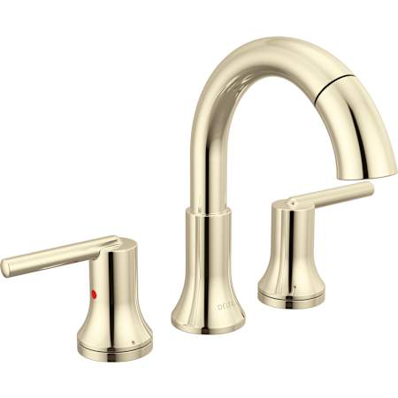 Delta Trinsic 1.2 GPM Widespread Bathroom Faucet with Pull Down Wand and Push Pop-Up Drain Assembly Brilliance Polished Nickel