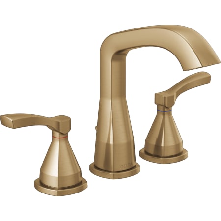 Delta Stryke 1.2 GPM Widespread Bathroom Faucet with Lever Handles and Pop-Up Drain Assembly - Limited Lifetime Warranty Lumicoat Champagne Bronze