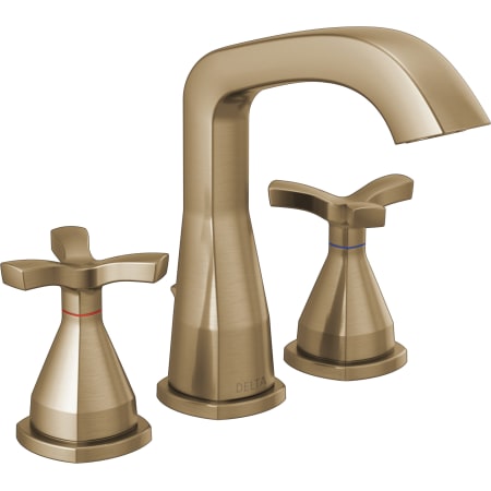 Delta Stryke 1.2 GPM Widespread Bathroom Faucet with Pop-Up Drain Assembly and Diamond Seal Technology Champagne Bronze