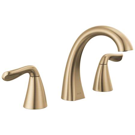 Delta Arvo 1.2 GPM Widespread Bathroom Faucet with Push Pop-Up Drain Assembly Champagne Bronze