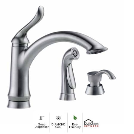 Delta Linden Kitchen Faucet with Side Spray and Soap/Lotion Dispenser - Includes Lifetime Warranty Arctic Stainless