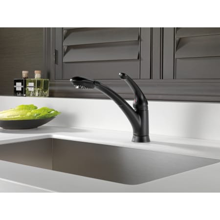 Delta-470-DST-Installed Faucet in Matte Black