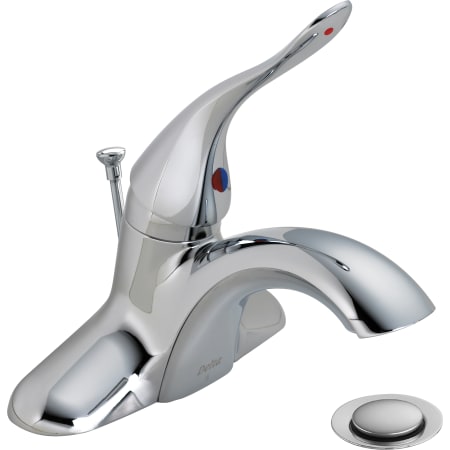 Delta Single Handle 1.2 GPM Bathroom Faucet with 6" Handle and Pop-Up Assembly from the Commercial Series Chrome