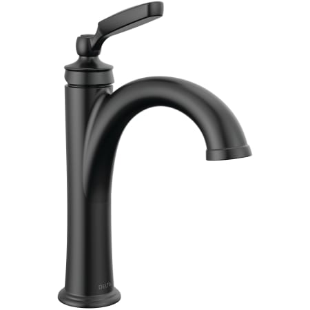 Delta Woodhurst 1.2 GPM Single Hole Bathroom Faucet with Push Pop-Up Drain Assembly Matte Black