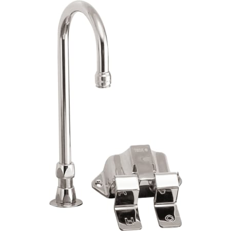 Delta Floor Mount Double Foot Pedal Valve with Deck Mount 10-1/2 Inch Gooseneck Spout and 1.5GPM Aerator from the Commercial Series Chrome
