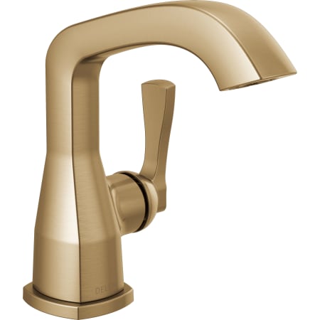 Delta Stryke 1.2 GPM Single Hole Bathroom Faucet with Push Pop-Up Drain Assembly, Lever Handle, and Diamond Seal Ceramic Disc Cartridges Lumicoat Champagne Bronze