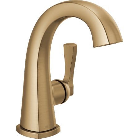 Delta Stryke 1.2 GPM Single Hole Bathroom Faucet with Push Pop-Up Drain Assembly, Lever Handle, Diamond Seal Ceramic Disc Cartridges, and Arc Spout Lumicoat Champagne Bronze